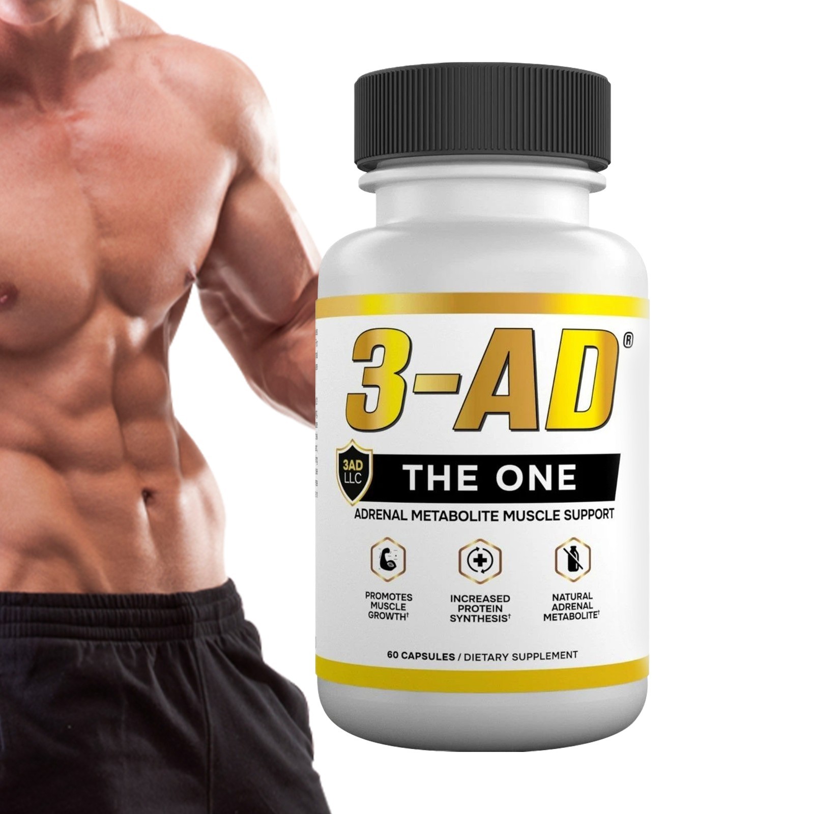 3-AD® 25mg Muscle Support Supplement – 60 Capsules – Patented Formula 1-5 pack
