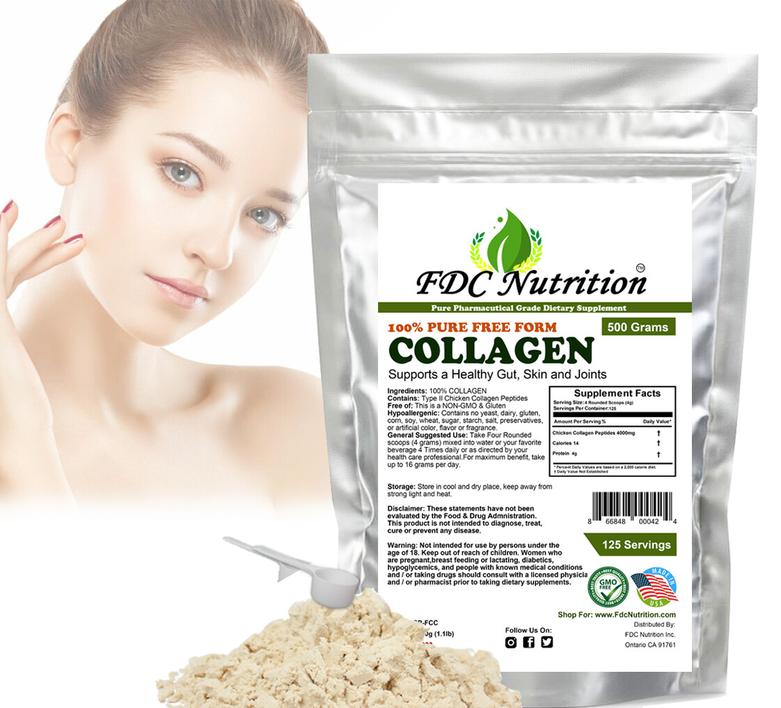 1.1 lb (500g) Collagen Peptides Hydrolyzed Anti-Aging Protein Powder