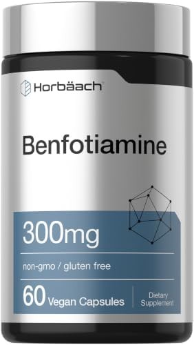 Horbaach Benfotiamine 300mg | 60 Capsules | Vitamin B1 Thiamine | Non-GMO & Glut