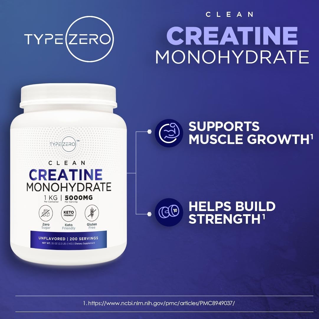 Micronized Creatine Monohydrate 1 KG, Unflavored, 200 Servings, Keto, Gluten-Fre