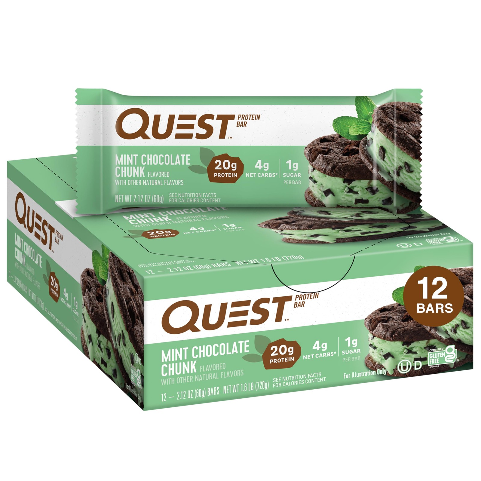 Quest Nutrition Mint Chocolate Chunk Protein Bars High Protein Carb Gluten