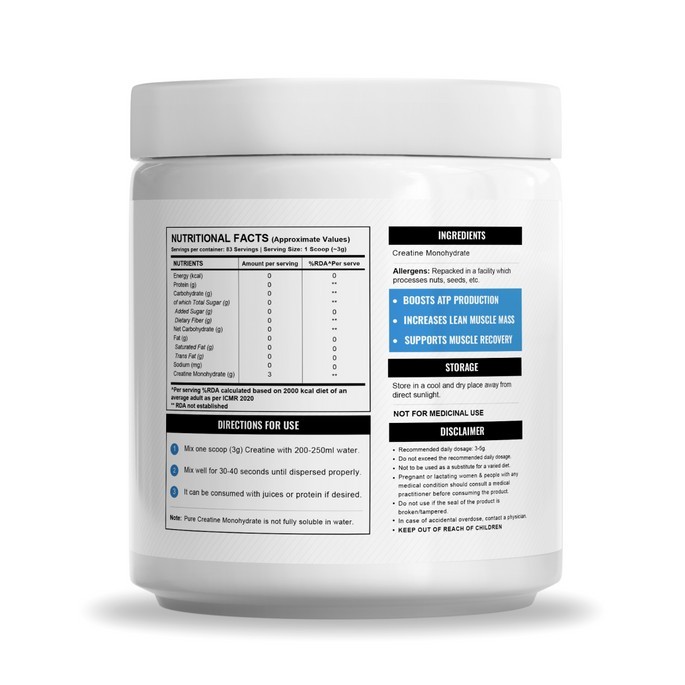 Wellcore – Micronised Creatine Monohydrate (250g, 83 Servings)