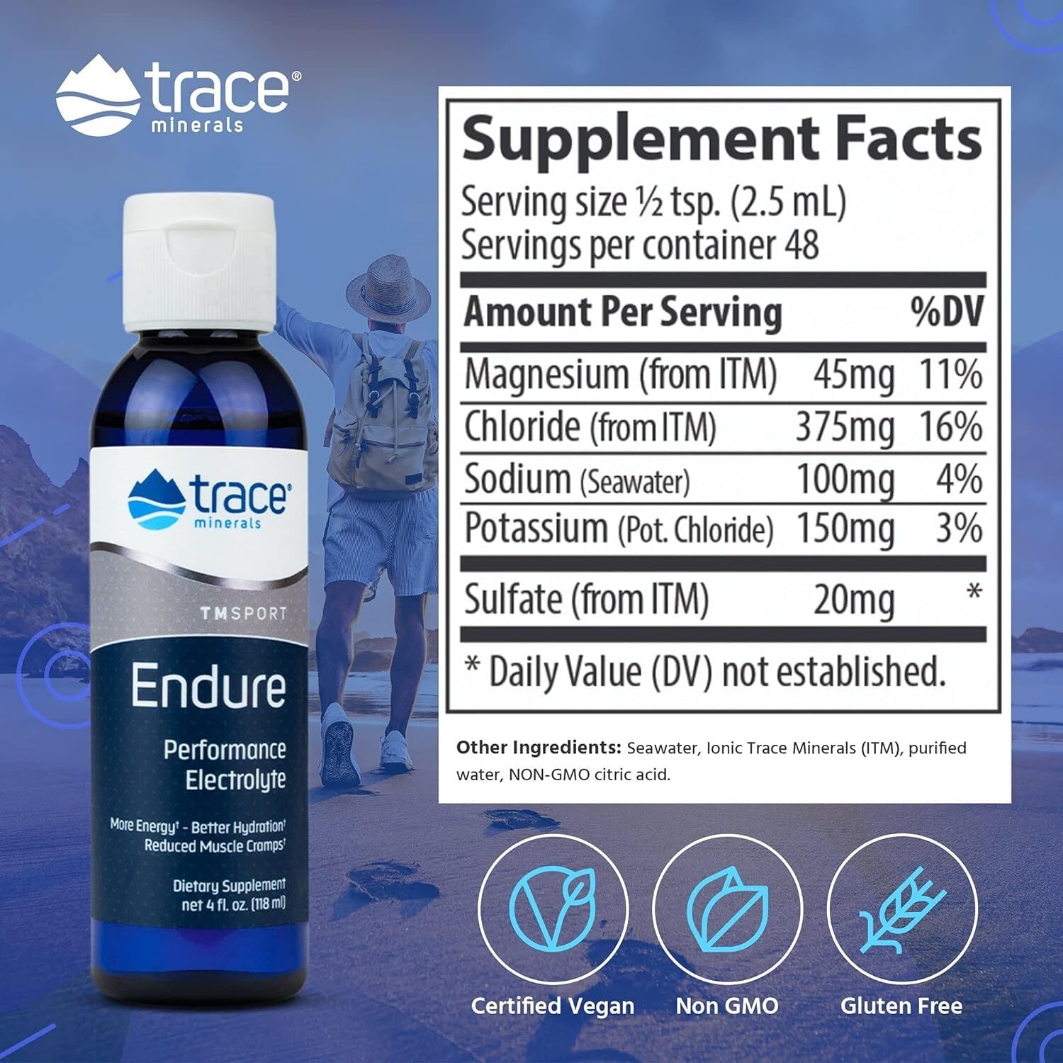 Mineral Supplement Endure Performance Electrolyte Hydration Support 4 Fl Oz