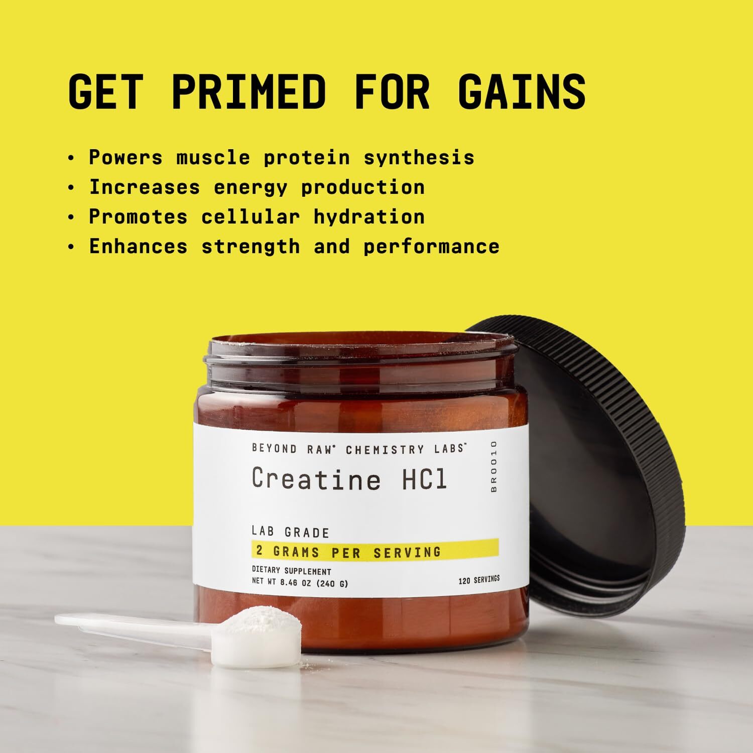 Beyond Raw Creatine HCL Powder 120 Servings Enhance Muscle Strength Performance