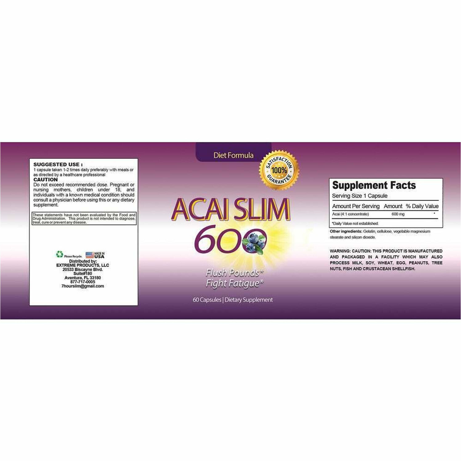 7Hour Power Male Enhancement Arousal Gel Acai Slim Berry Weight Loss Supplement