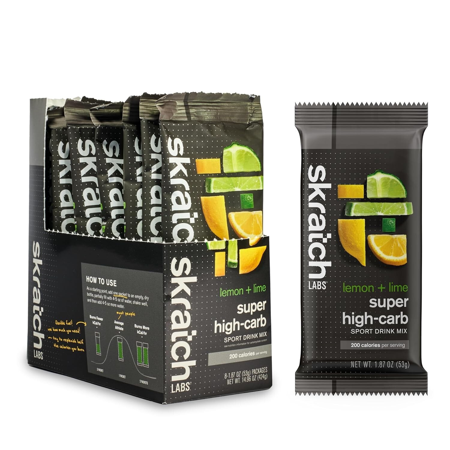 Super High-Carb Drink Mix – Cluster Dextrin, Electrolytes, Lemon + Lime – 8 Pack