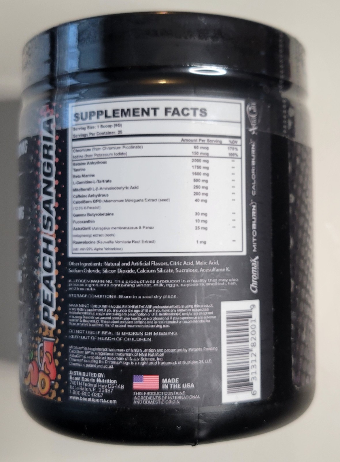 Beast Mode Pre Workout Peach Sangria Kong Energy Fat Burner 7.9 oz Exp 12/26