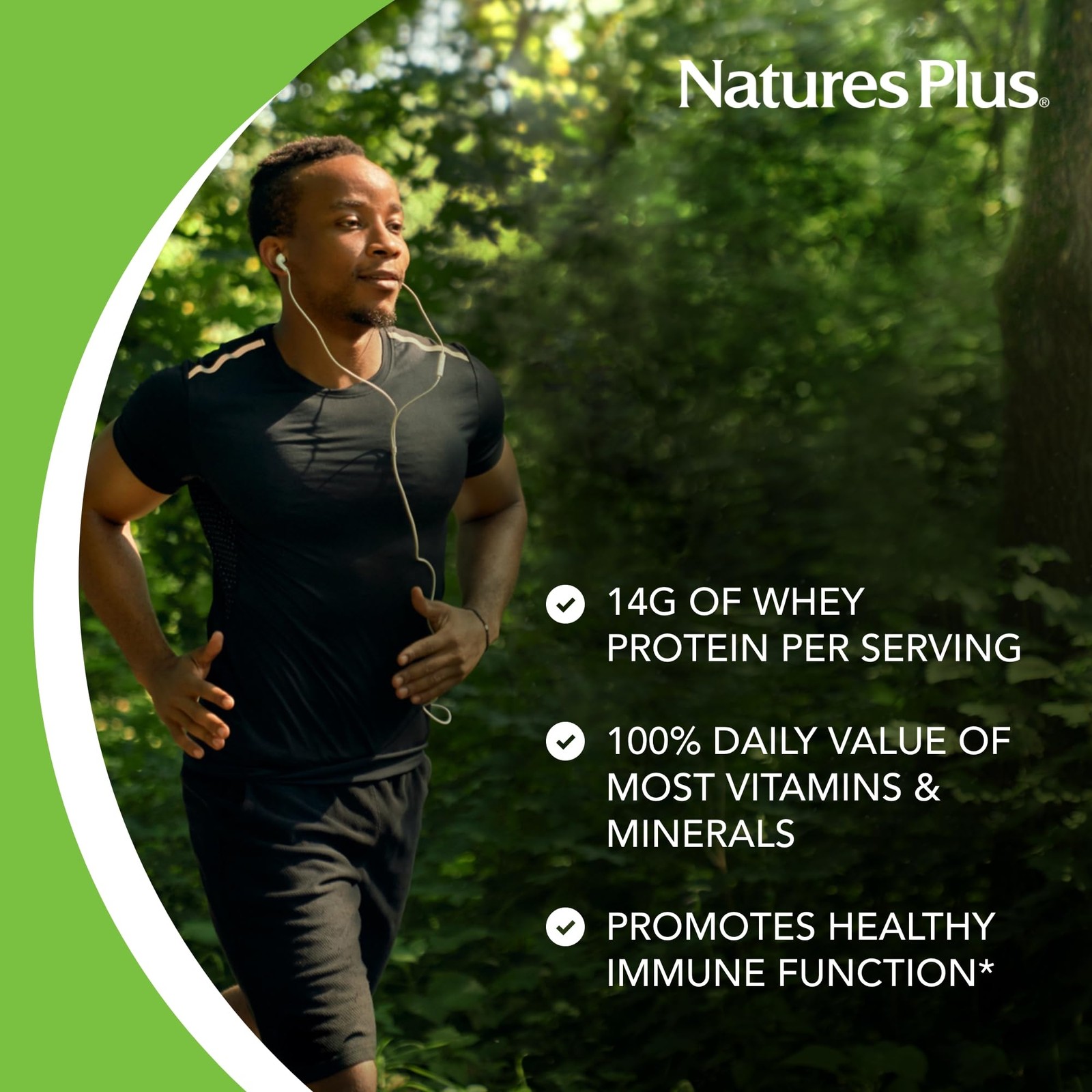 NaturesPlus SPIRU-TEIN WHEY Shake Vanilla 1.05lb Whey Protein Powder Spirulina V