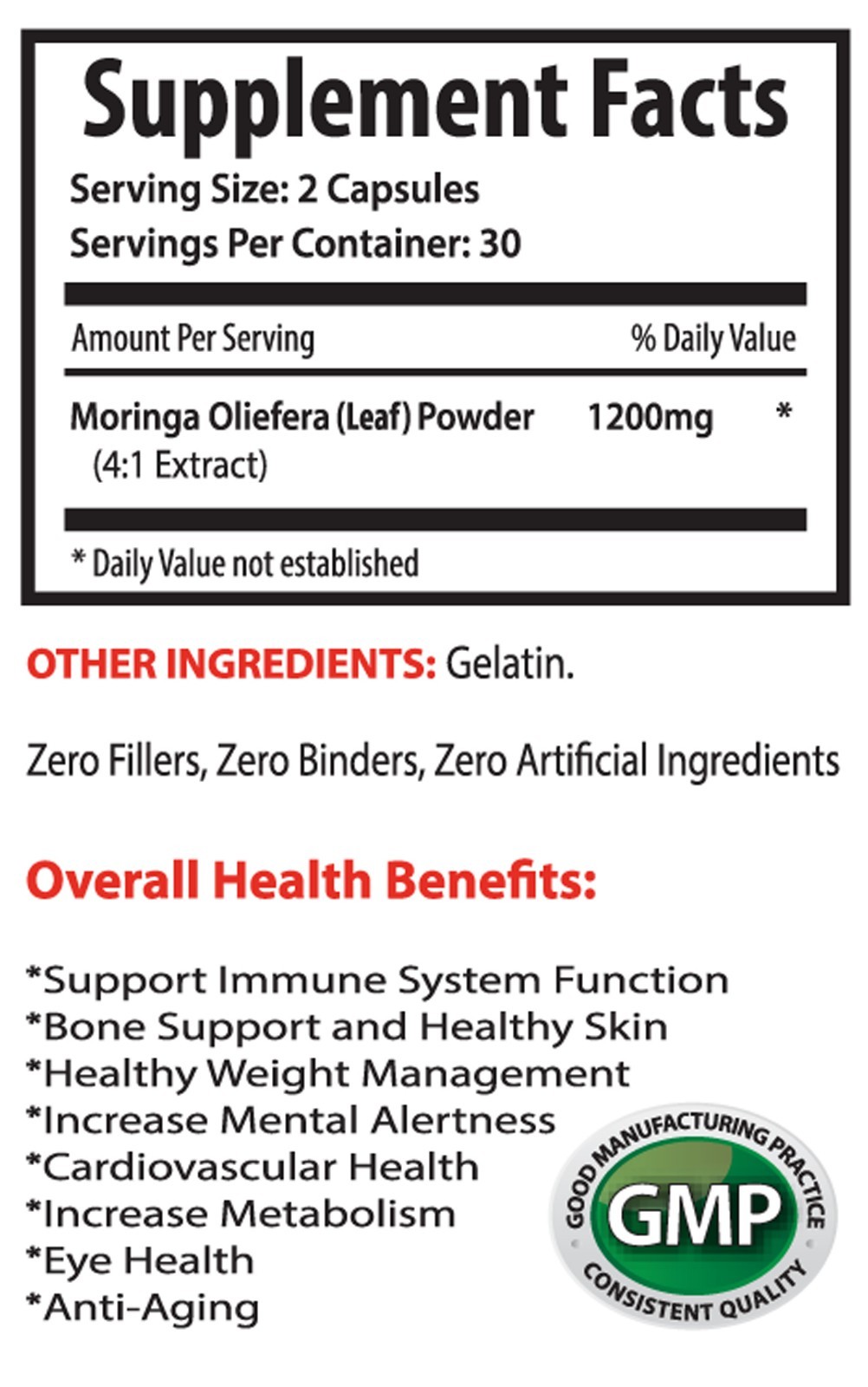 Moringa Tea – Moringa Oleifera Extract 1200mg – Herbal Slimming Capsule 3B