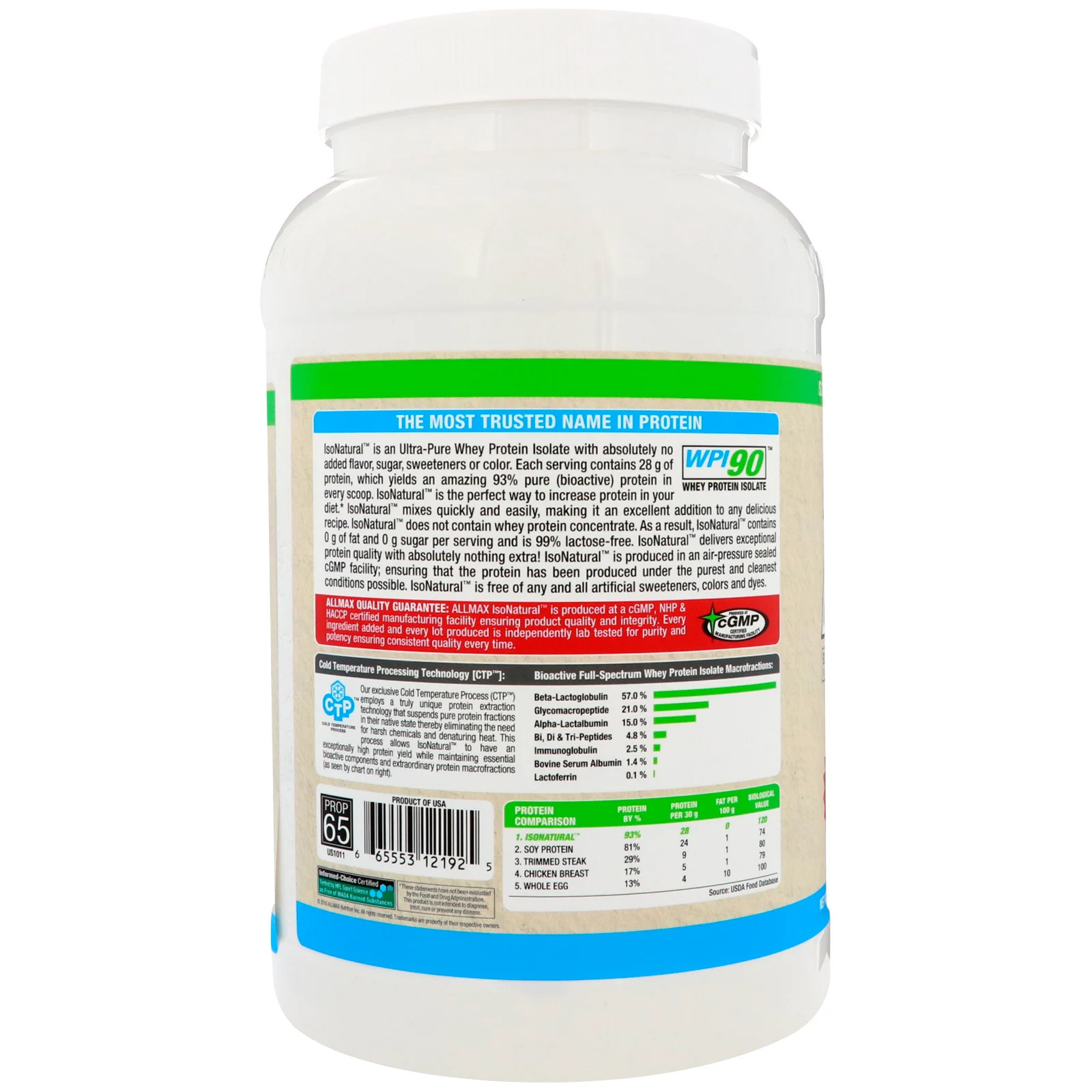 ALLMAX Nutrition IsoNatural Pure Whey Protein Isolate The Original Banned