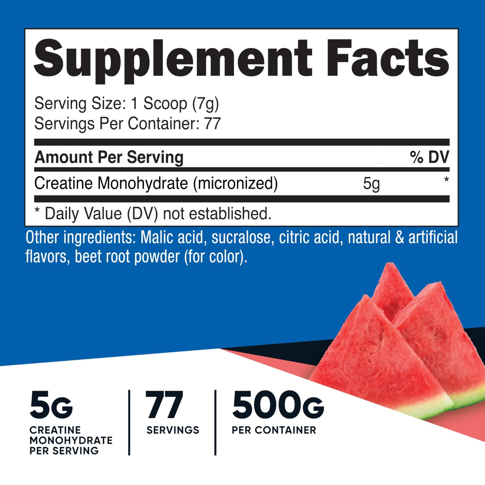Micronized Creatine Monohydrate Powder – Watermelon Flavor, 500g | Vegan, Gluten