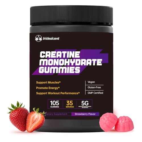 Creatine Gummies 5000mg 90 Count Sugar Free Vegan Strawberry
