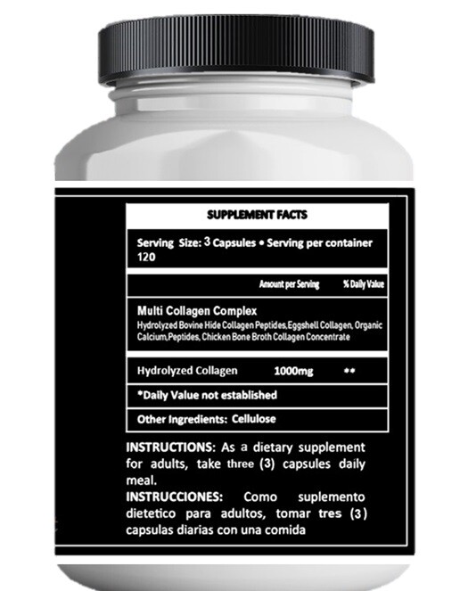 Premium Collagen Peptides 120 capsules Hydrolyzed Anti-Aging Protein Powder cap