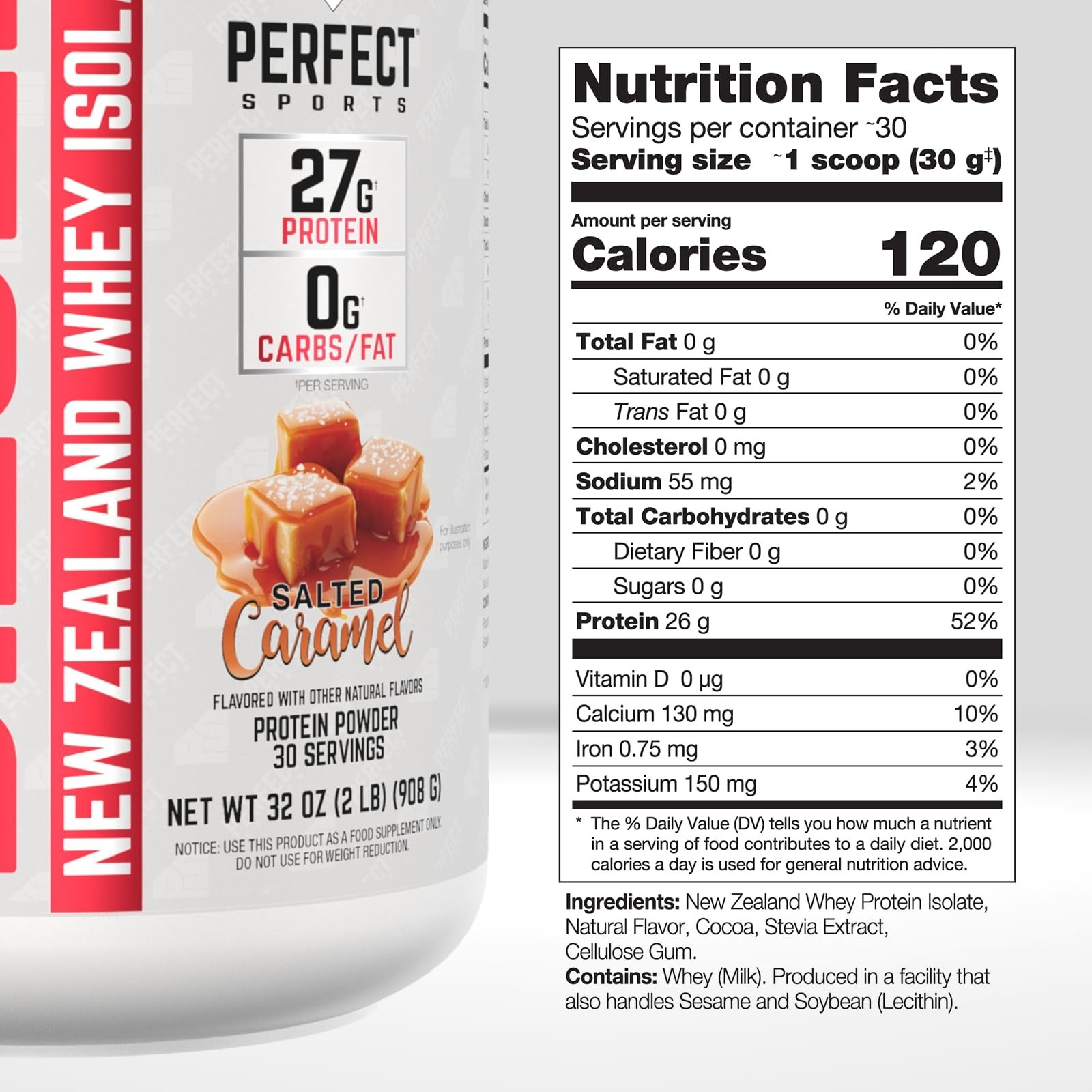 PERFECT SPORTS Diesel 100% Zealand Whey Protein Isolate Stevia Sweetened, No
