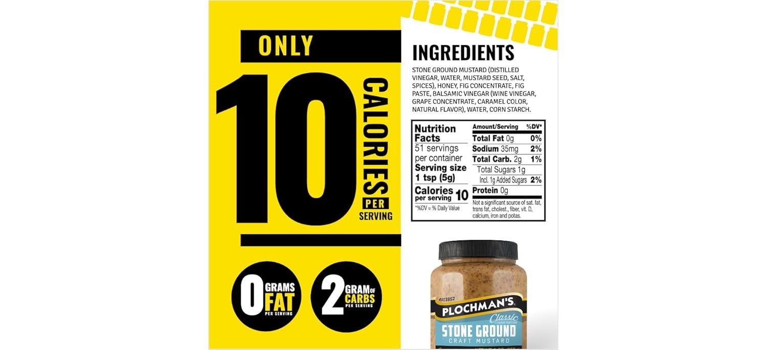 Plochman, Stone Ground Mustard, 9 oz, Coarse Grain Texture