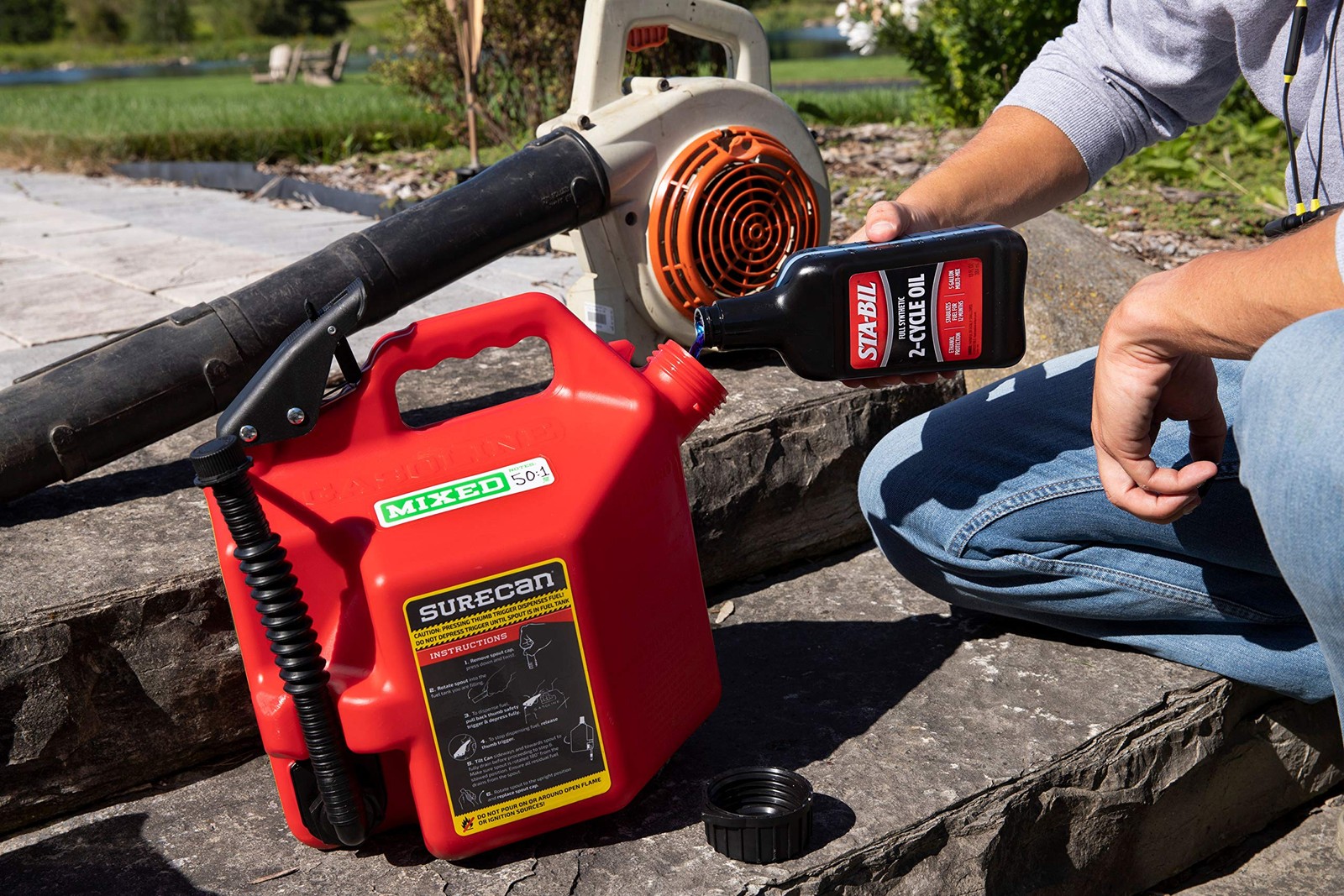 STABIL Full Synthetic 2Cycle Oil With Fuel Stabilizer 5 Gallon Mix 501 And…