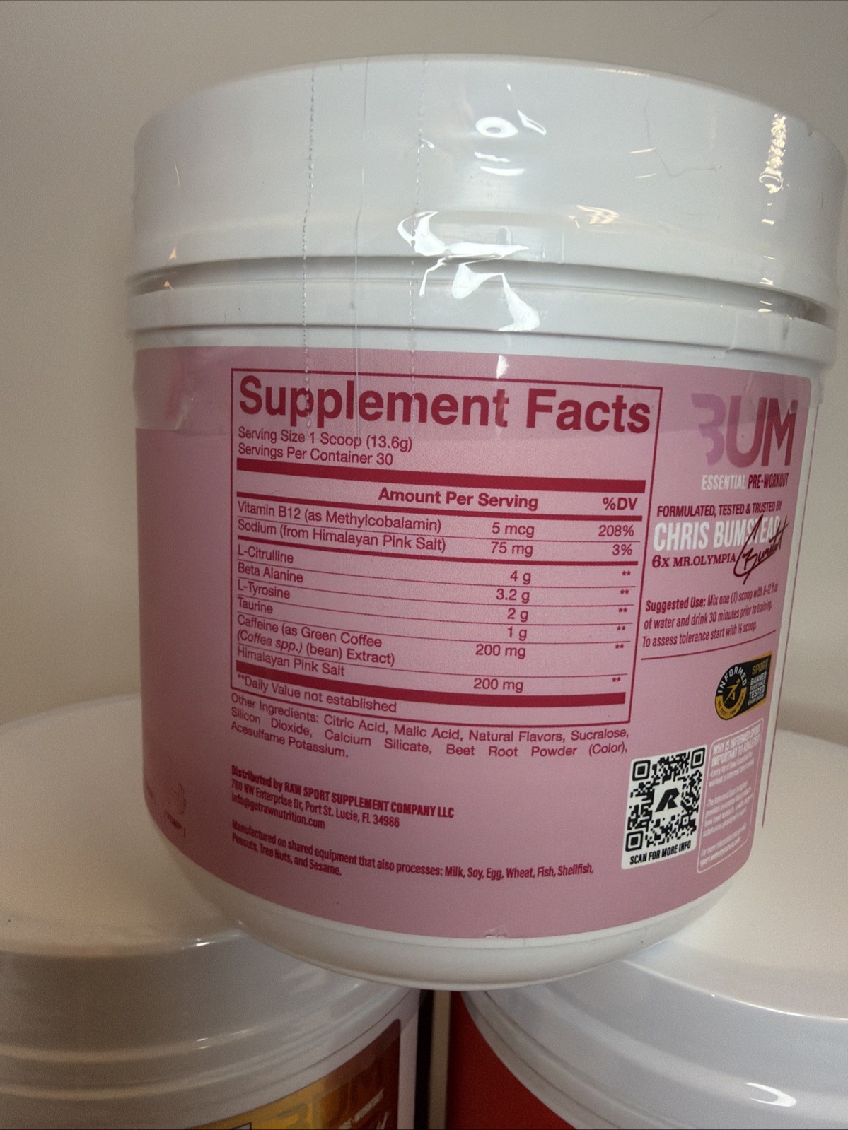 Raw Nutrition BUM Essential Pre-Workout – BUNDLE SET OF 3 – 20 Servings Each NEW
