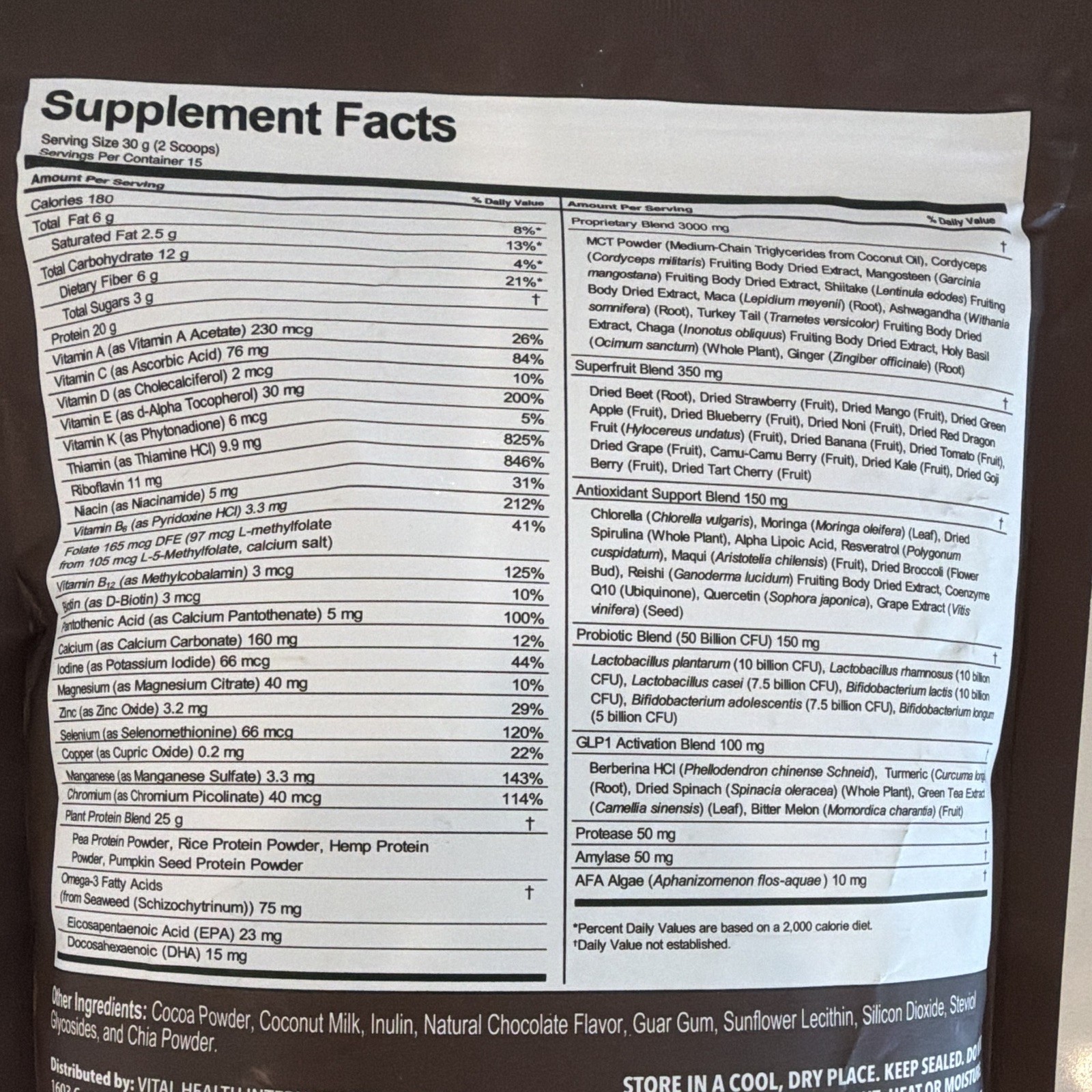 Vital Health Nourish+ Plant-Based All-in-One Shake, Natural Chocolate 15.8oz