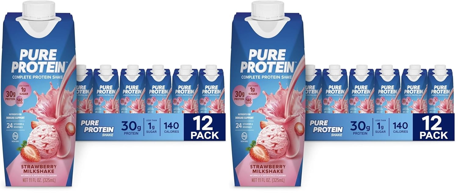 Pure Protein Vanilla Protein Shake 30g Complete Protein Vitamins A, C, D 12 Pack