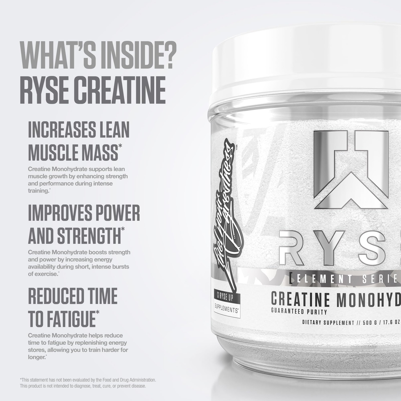 RYSE Creatine Monohydrate Powder – Unflavored – Supports Men & Women Lean Muscle