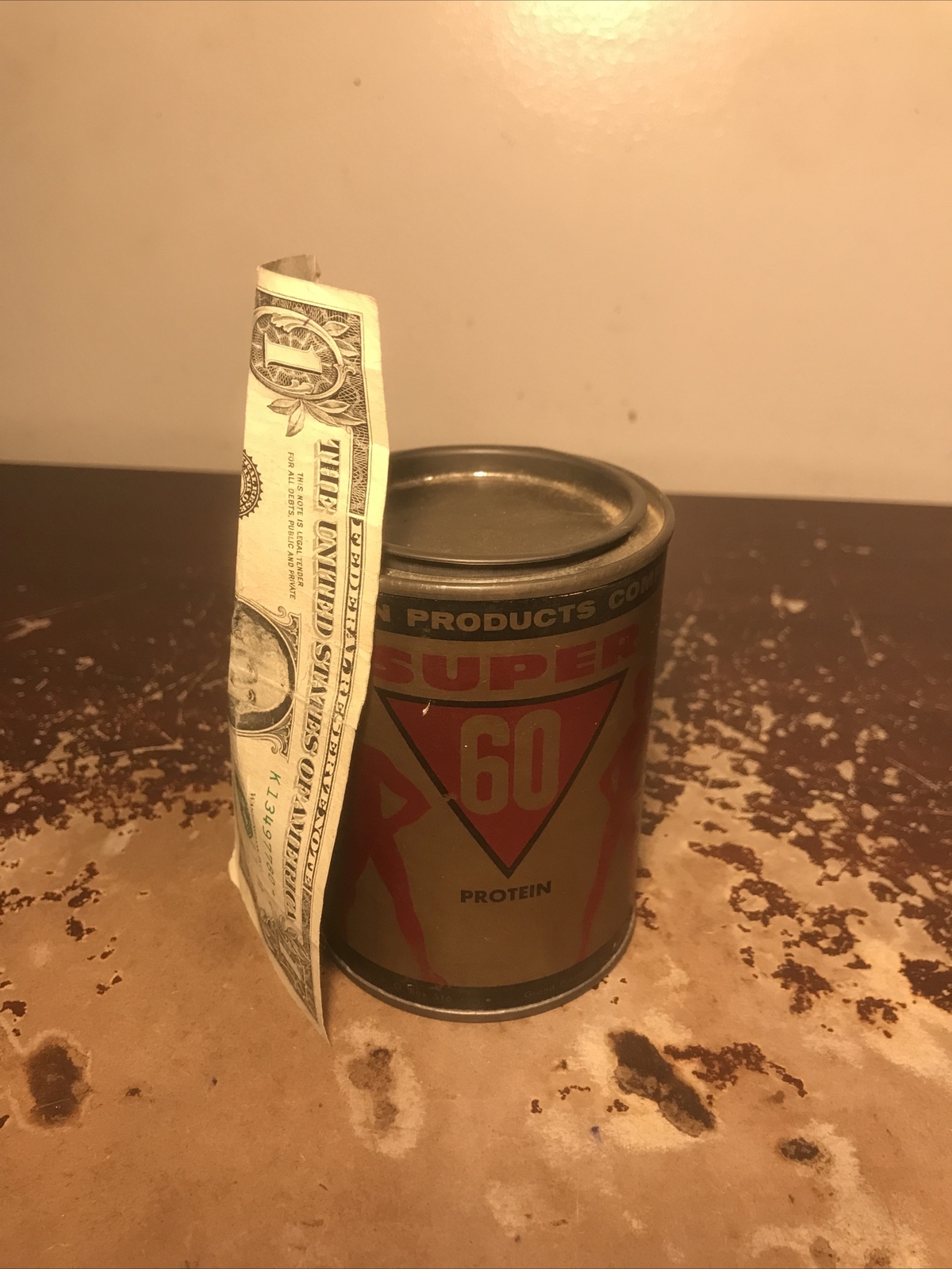 Vintage Protein Powder Container 11 Oz Super 60 Protein