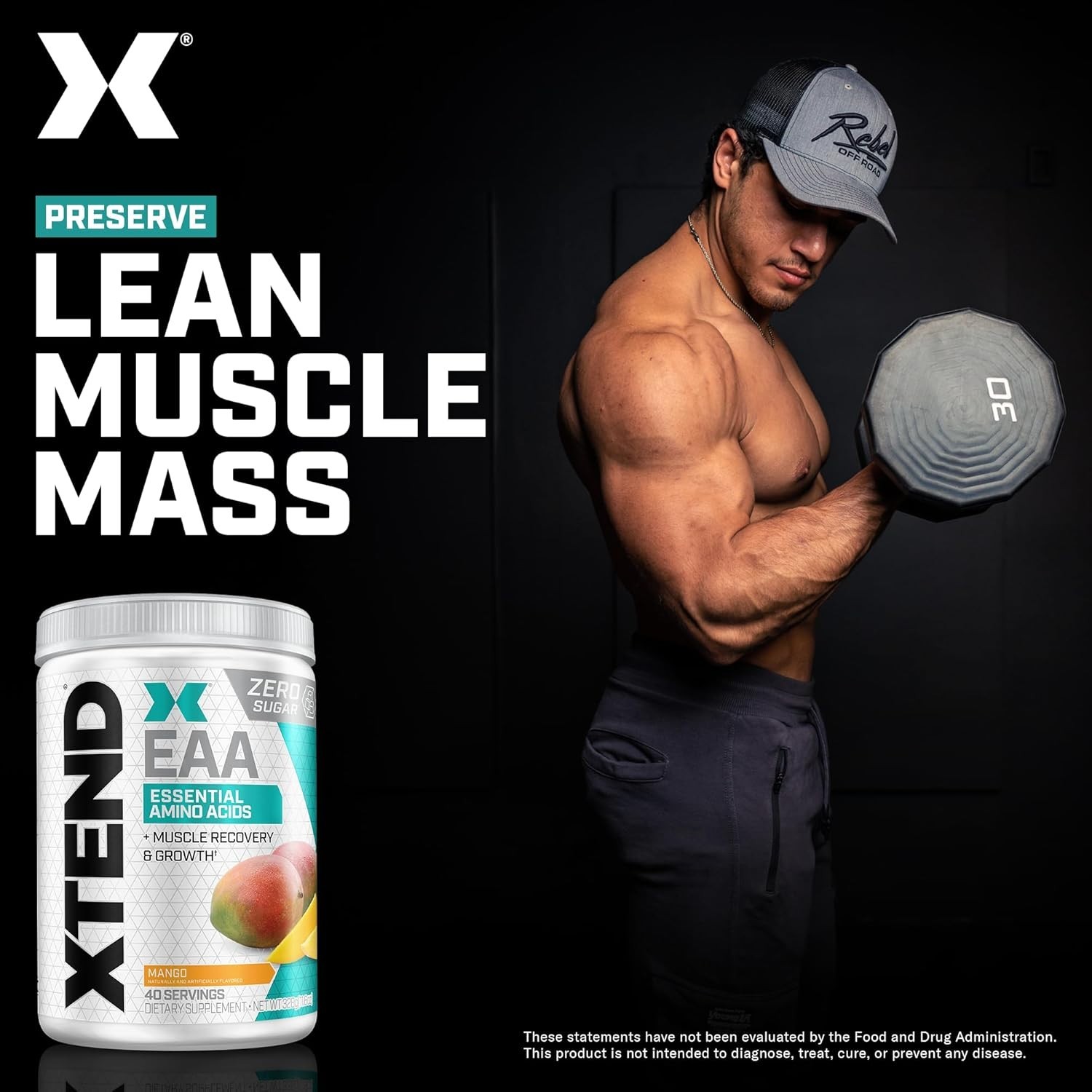 Mango XTEND EAA + BCAA Supplement – 10g EAAs, 40 Servings for Lean Muscle Growth
