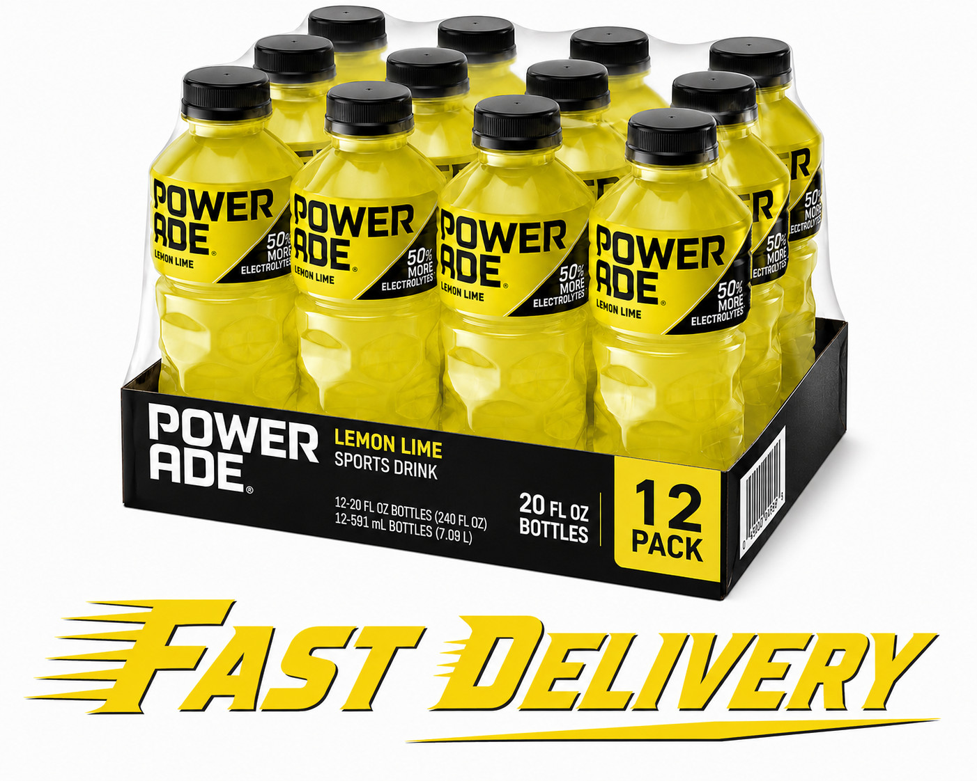 POWERADE Lemon Lime Electrolyte Sports Drink Bottles, 20 fl oz, (Pack of 12)