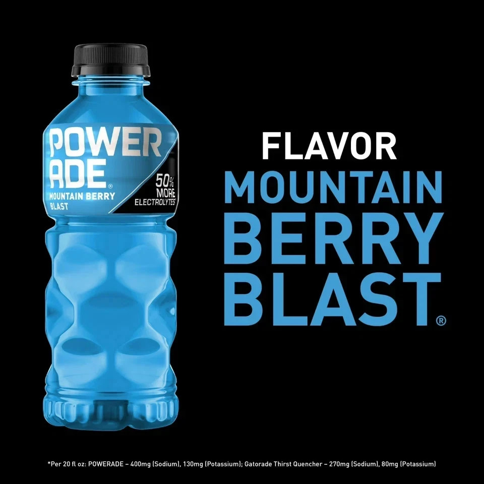 POWERADE Mountain Berry Blast Electrolyte Sports Drink Bottles, 20 fl oz, 8 PACK