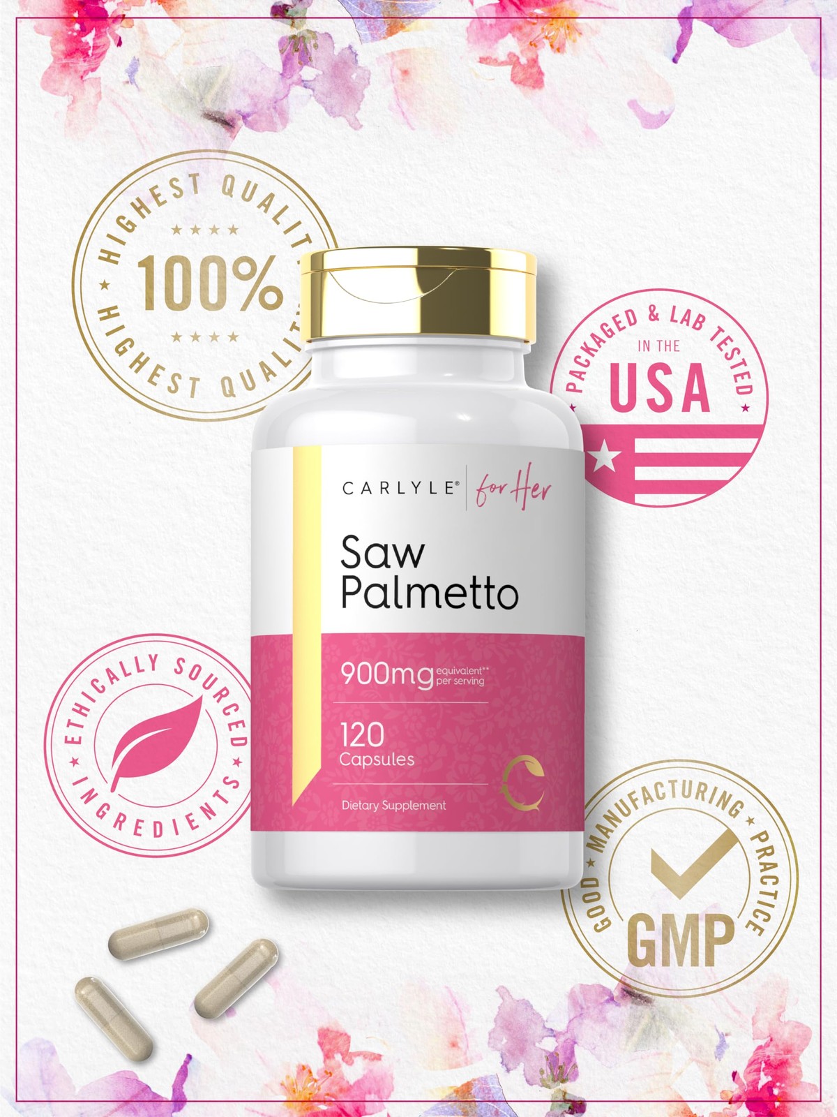 Carlyle Saw Palmetto for Women 900mg | 120 Capsules | 120 Count (Pack of 1)