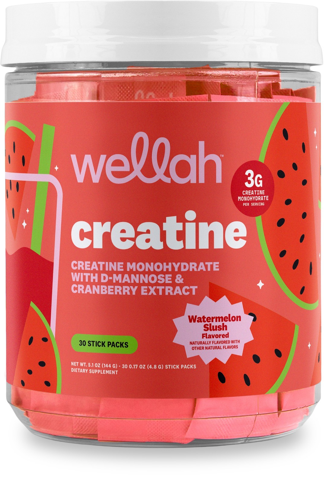 Wellah Creatine For Women (Watermelon Slush) 30 Stick Packs