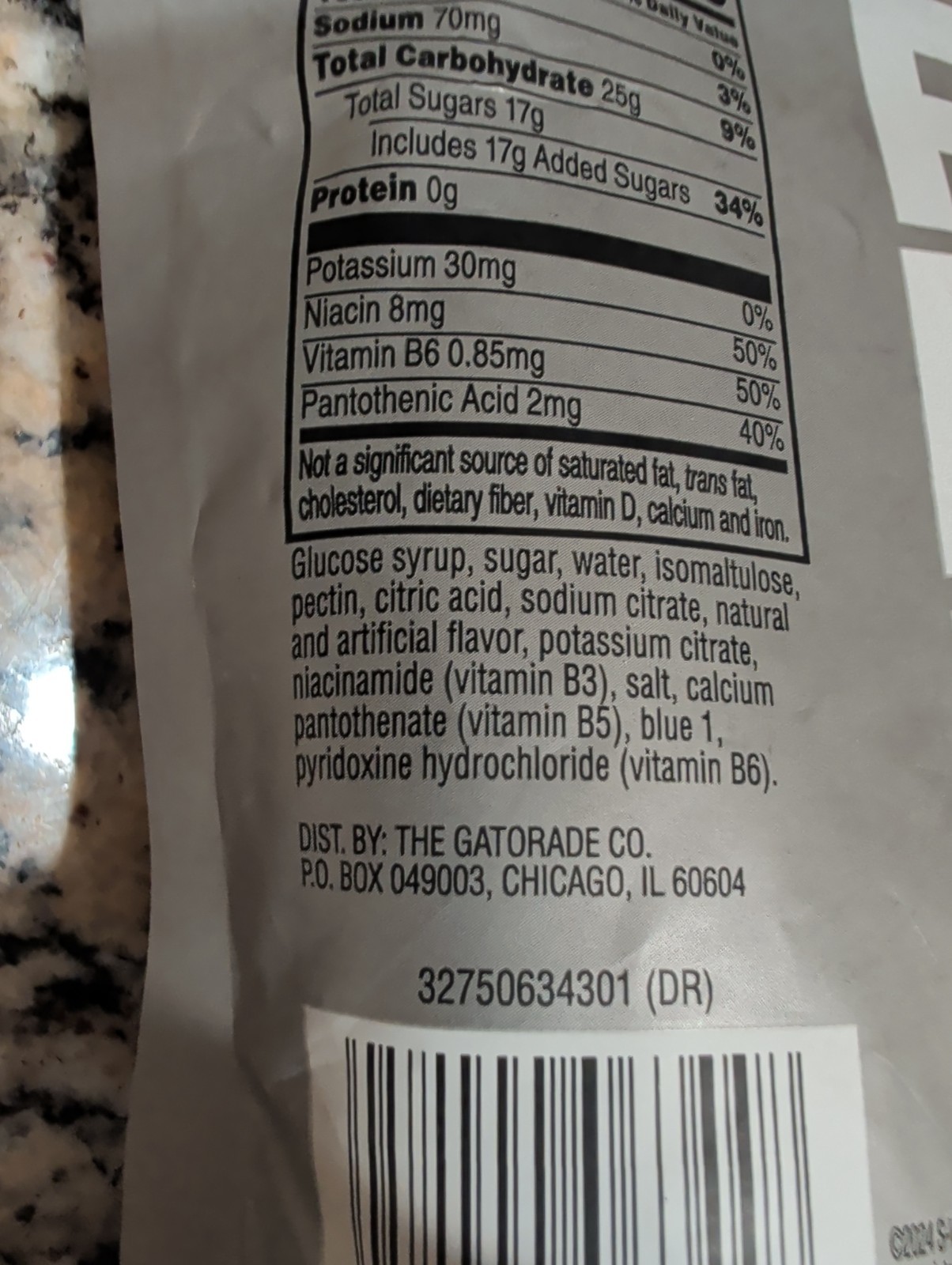 Gatorade Energy Chews Cool Blue Caffeine Free 2 Pack 60 Chews Total Exp 02/2027