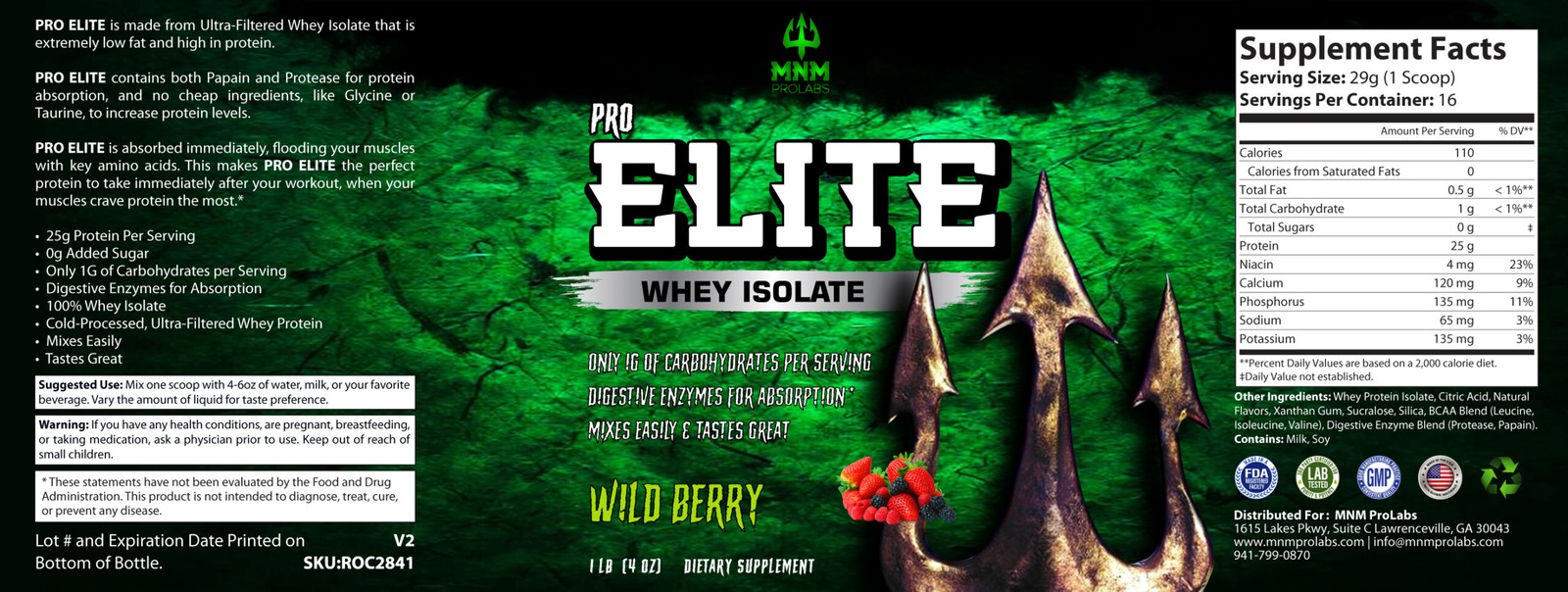 1lb PRO-ELITE Whey Isolate Wild Berry