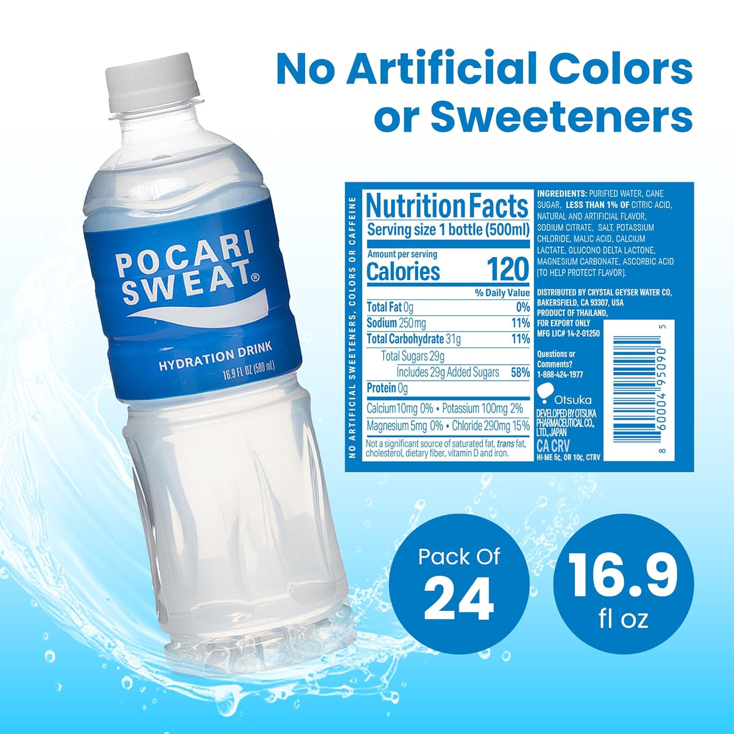 Electrolyte Drink, 24 Pack of 16.9 Fl Oz Bottles – Hydration, Replenishment & Re