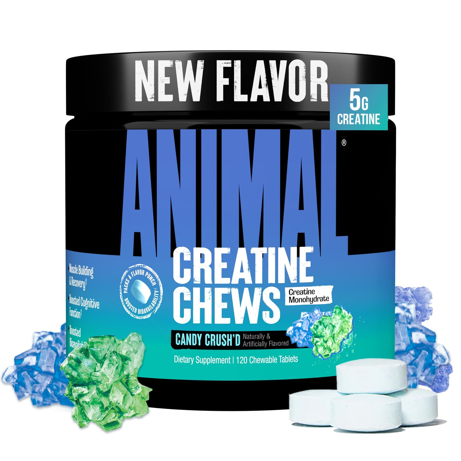 Animal Creatine Chews – Enhanced 120 Count (Pack of 1), No Color