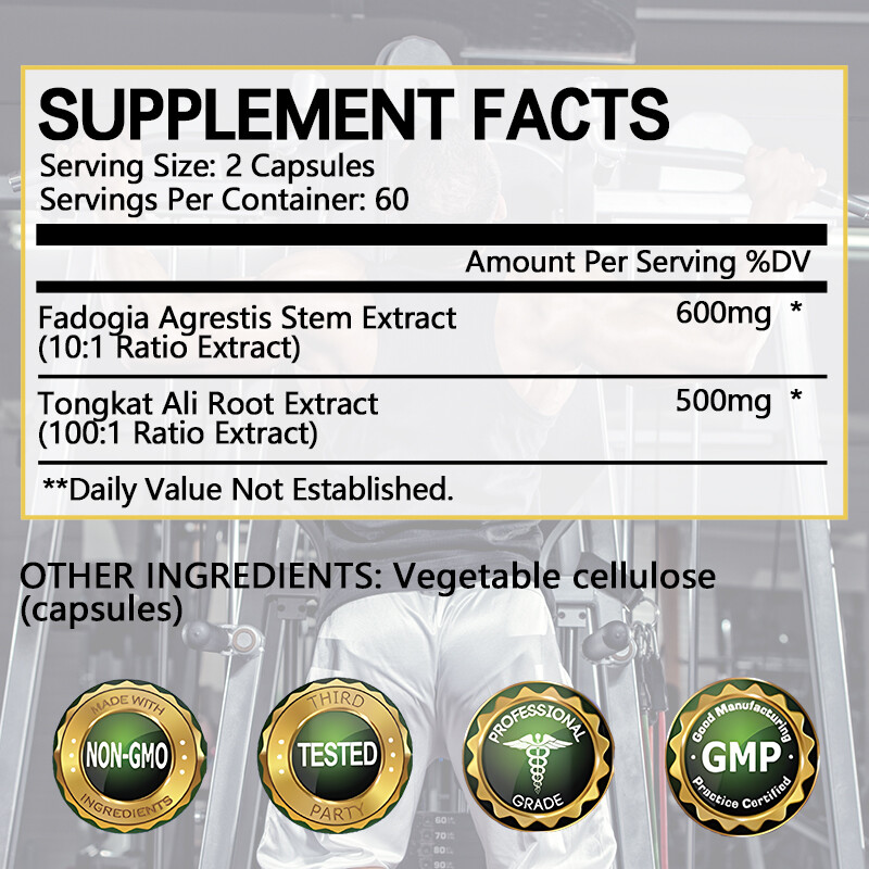 Fadogia Agrestis 600 Mg (Max Strength) Stem 10:1 Extract 30 To 120 Capsules