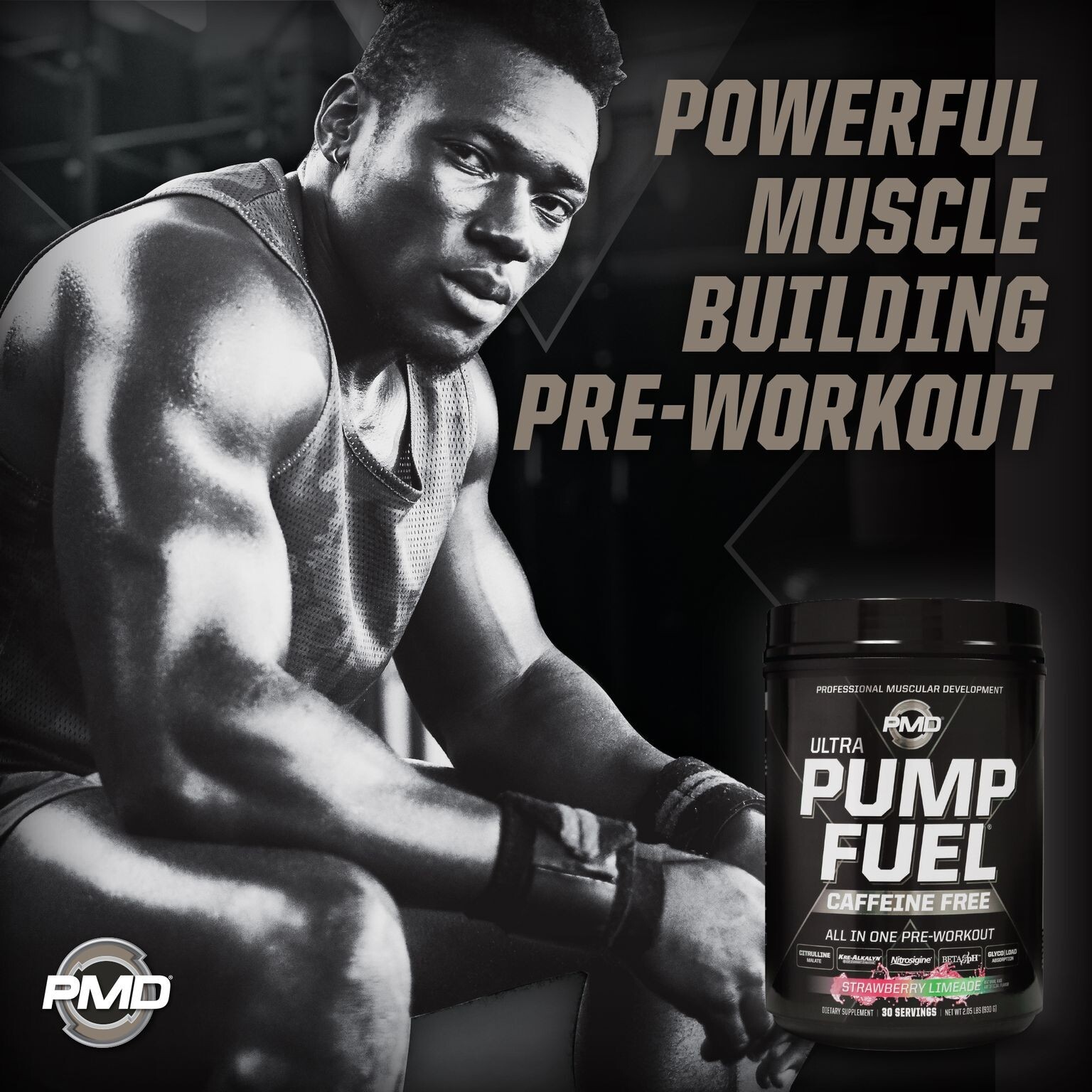 PMD SPORTS PUMP FUEL ULTRA-CAFFEINE FREE – STRAWBERRY LIMEADE (30 servings)