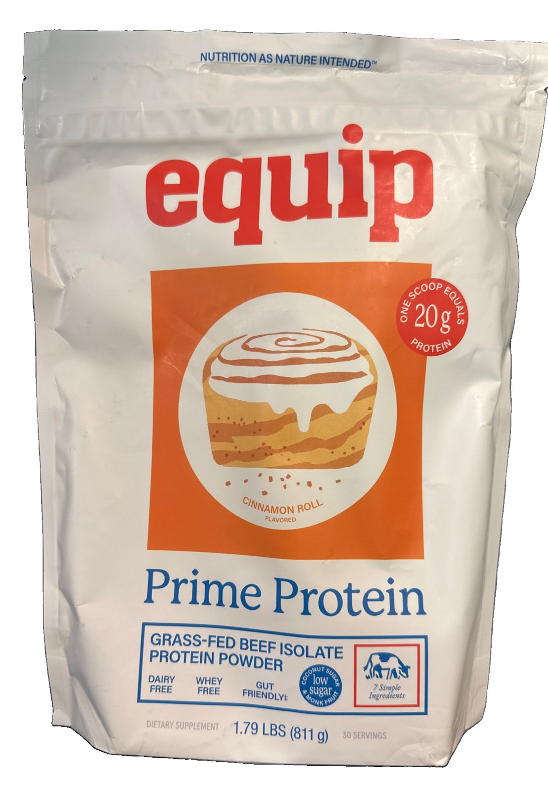 💪Equip Foods Prime Protein Powder,Grass Fed Beef Protein Cinnamon Roll 3/28