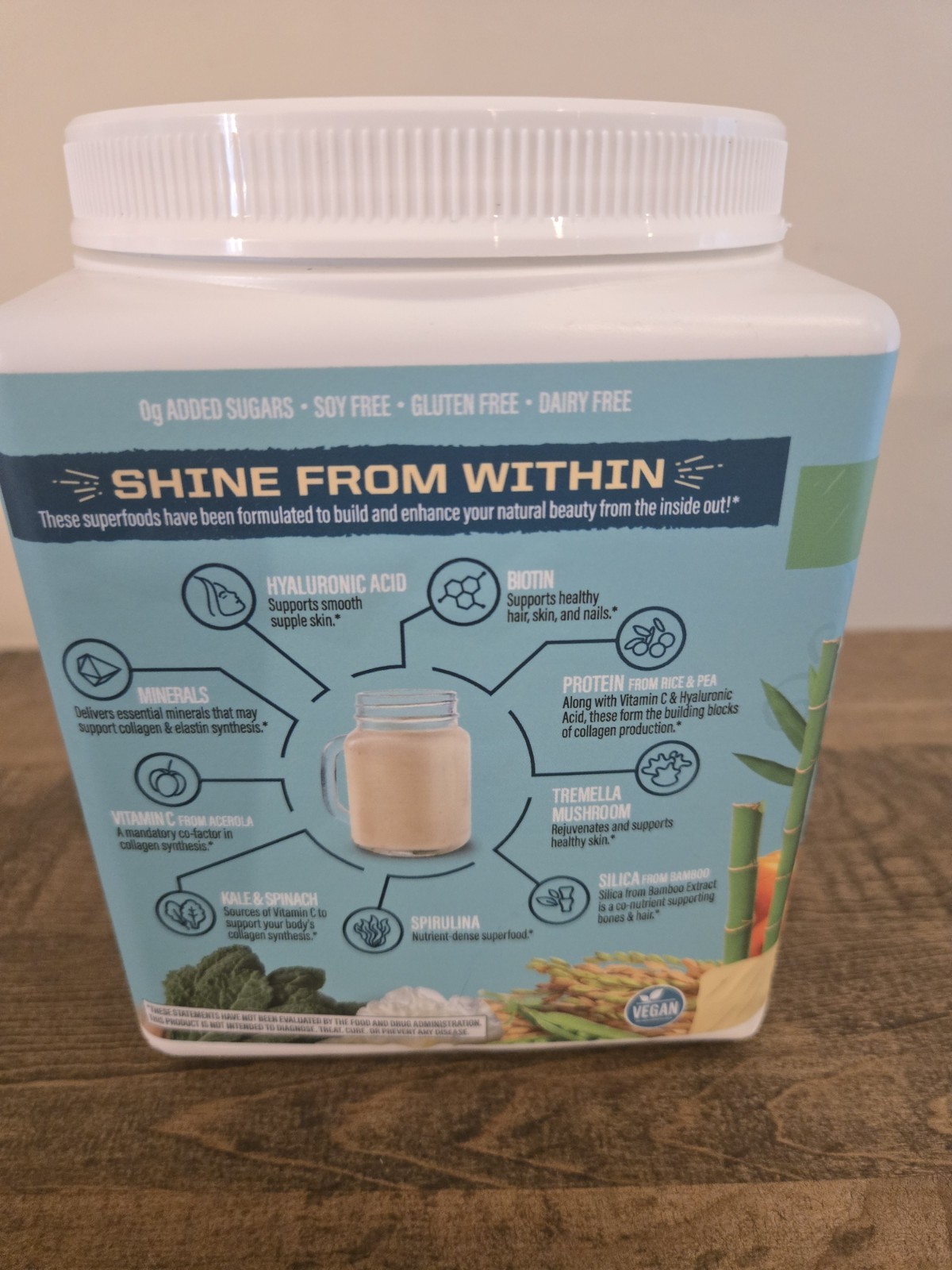 Sunwarrior Collagen Protein Powder with Biotin Tahitian Vanilla Flavor 1.1 lb