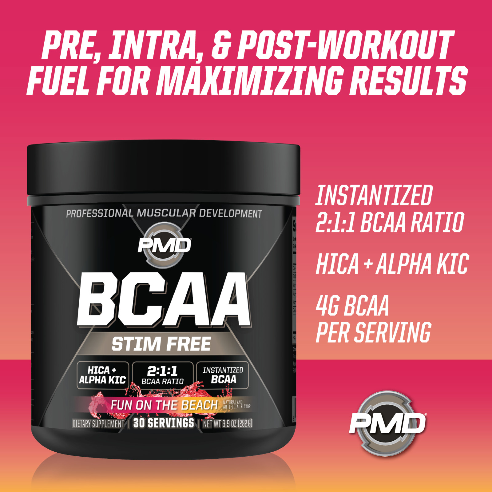 PMD BCAA’s Stim-Free for Performance & Recovery – Fun on the Beach (30 Serve)