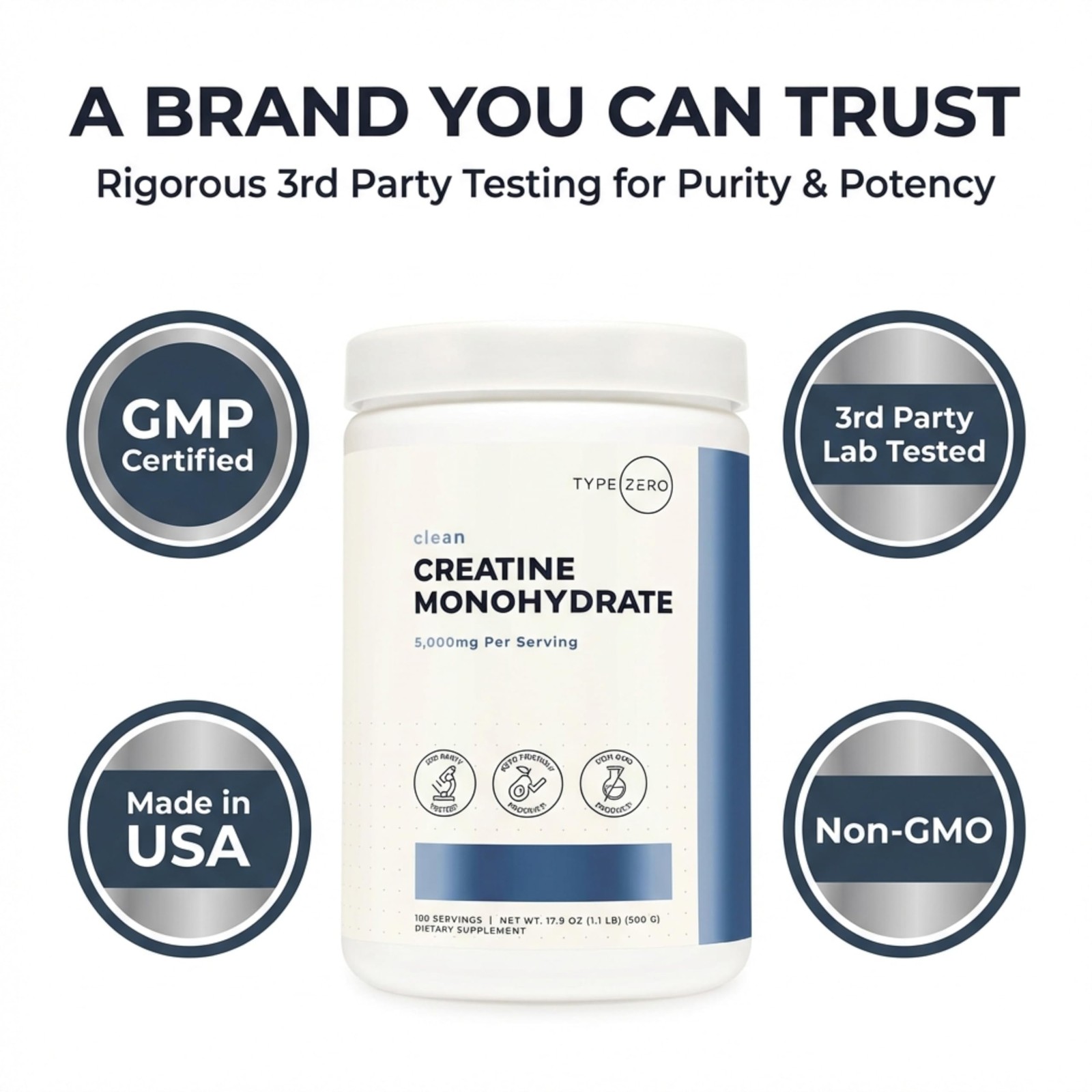 Creatine Monohydrate Powder (Unflavored | 500g), 5000 mg Per Serving, Microni…