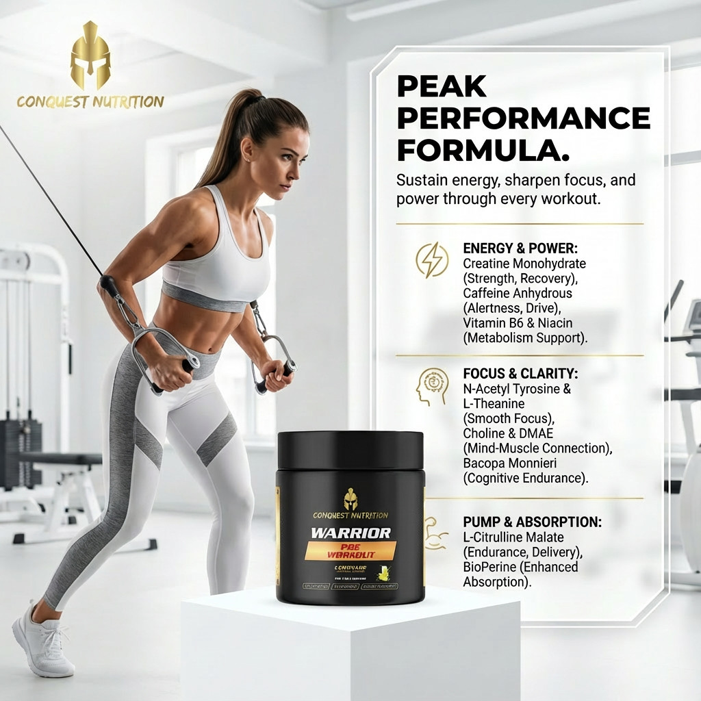 Conquest Warrior Pre Workout Lemonade 30 Servings Energy Endurance Focus Pump