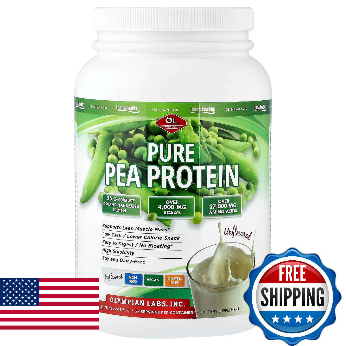 Olympian Labs Plant Based Pea Protein – 25G Of Protein Vegan Net Carbs