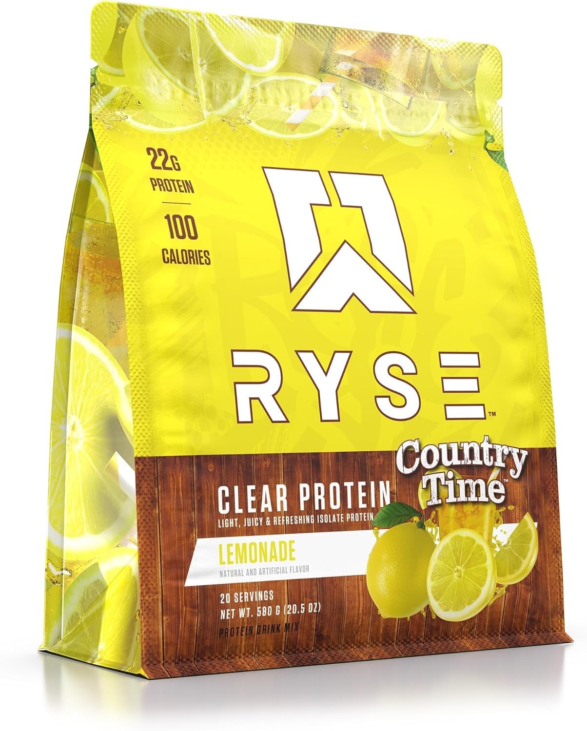 Ryse Clear Whey Isolate Protein Powder – Country Time Lemonade – 22g Fast-Digest