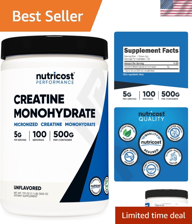 500G Creatine Monohydrate Powder – 5G Servings for Optimal Muscle Growth