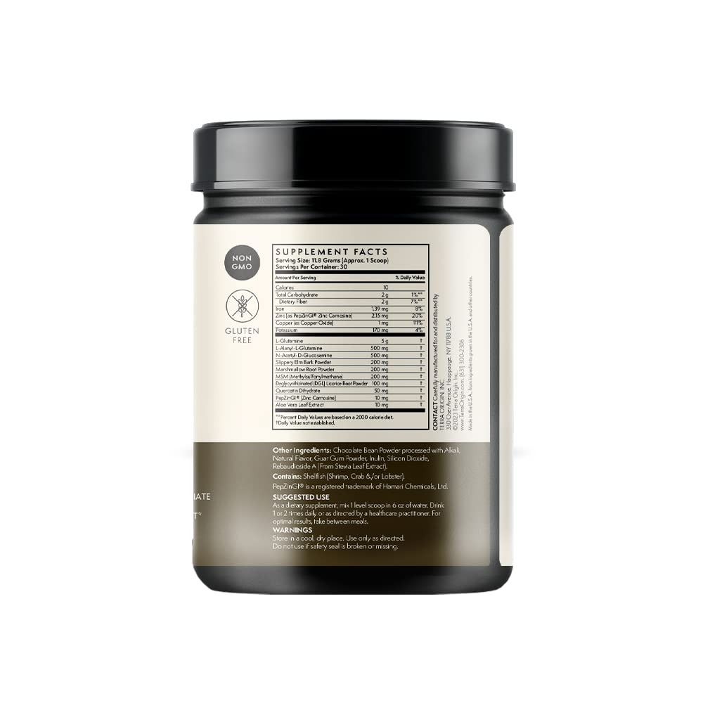 Healthy Gut Chocolate | 30-Servings with L-Glutamine, Zinc, Glucosamine, Slip…