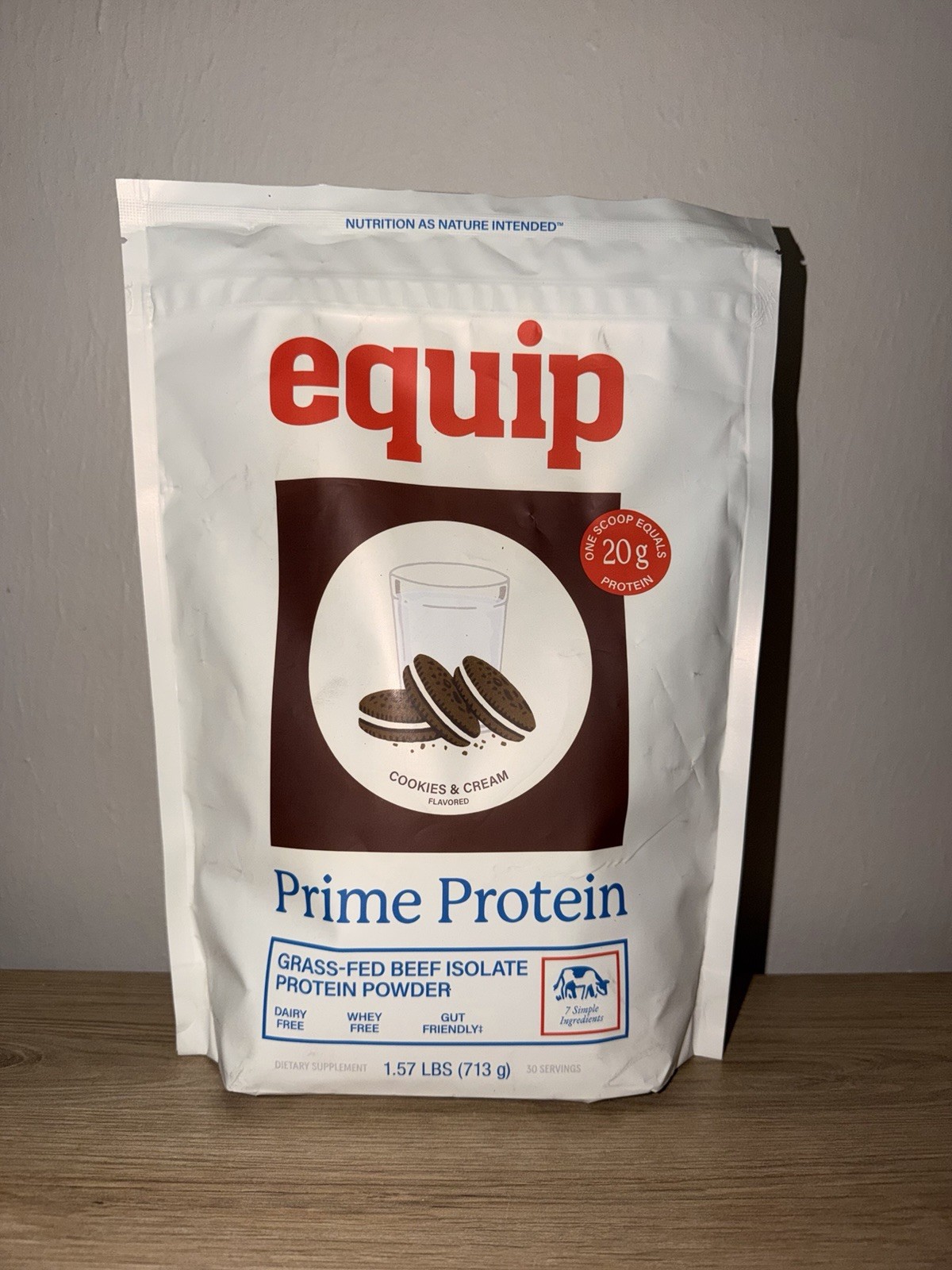 Equip Foods Prime Protein Powder Grass Fed Beef Protein Cookies Cream New 01/28