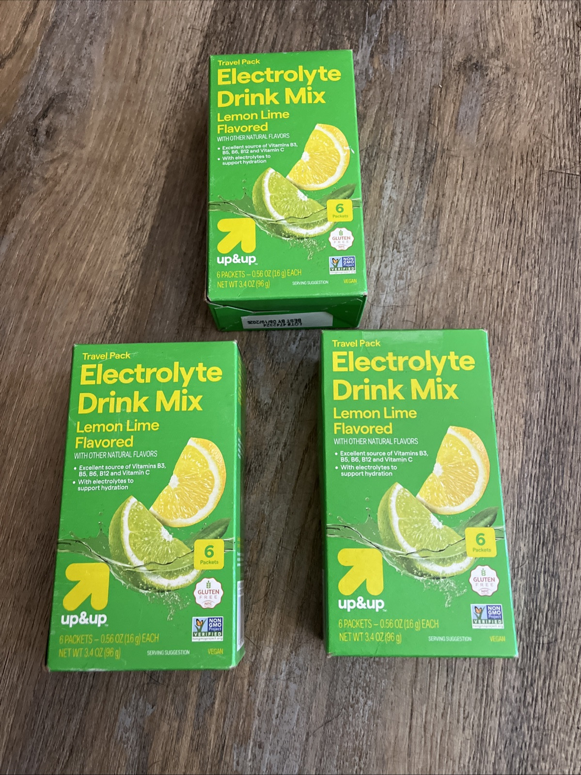 3 boxes/24 packs total Up&Up Electrolyte Drink Mix Lemon Lime BB 08/2026