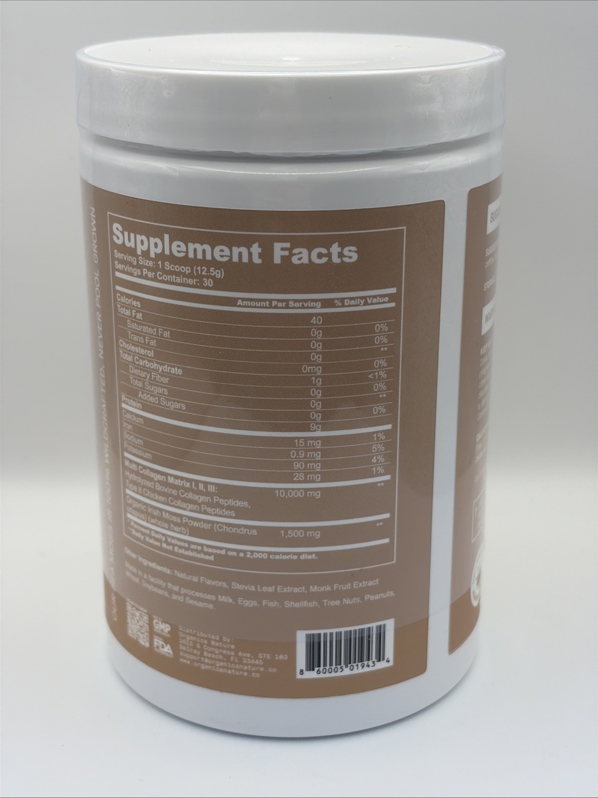 ORGANICS NATURE Collagen Peptides Powder with Irish Sea Moss Vanilla Caramel