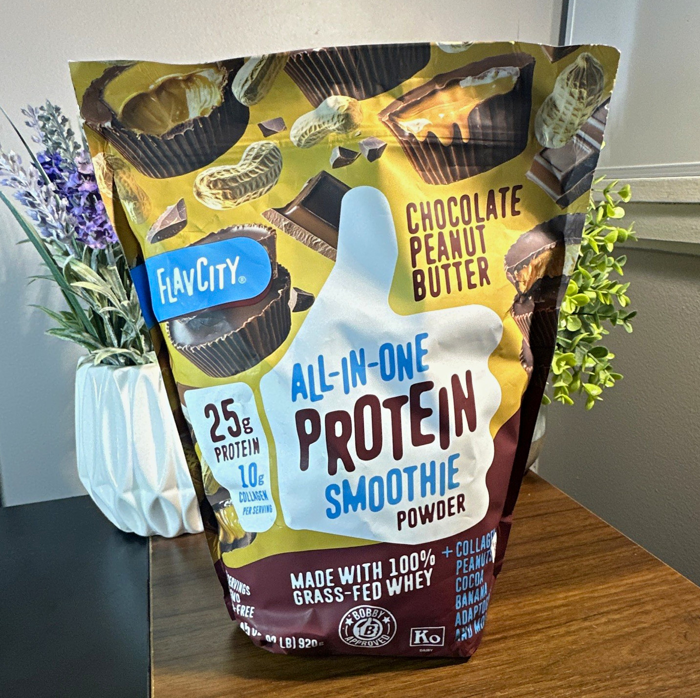 FlavCity All-in-One Protein Powder, Whey Collagen, Choc Peanut Butter Flavored