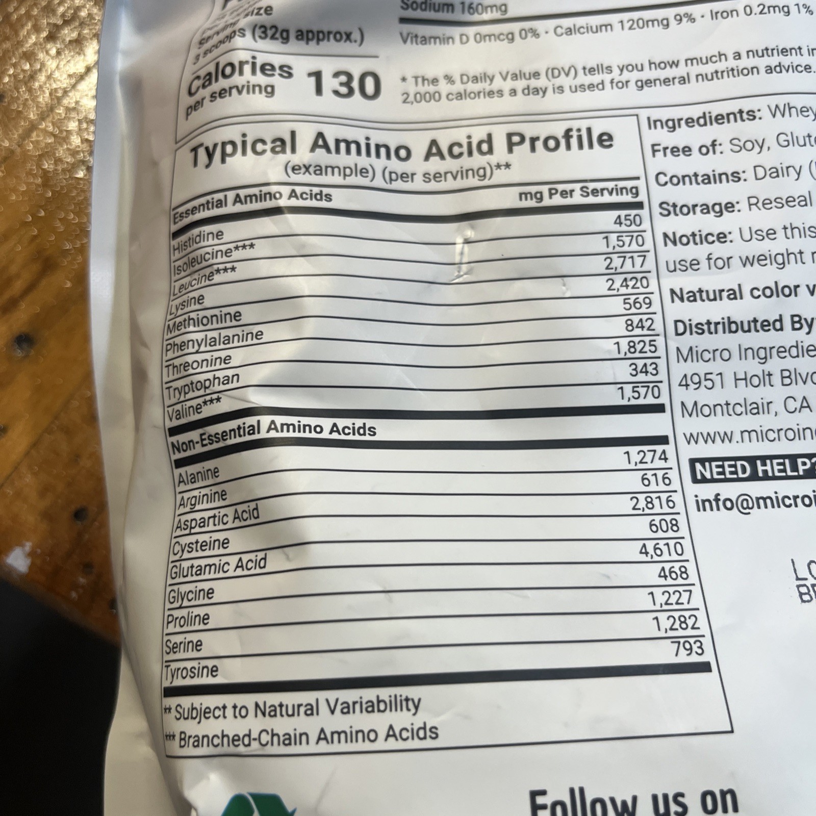 Micro Ingredients Instant Whey Protein Concentrate Unflavored 2lbs Exp. 12/27
